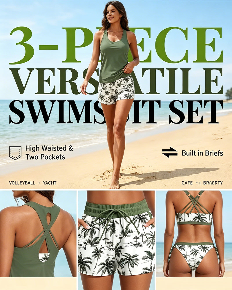 Maren | 3-delad Tankini Bikini & Skynke Set