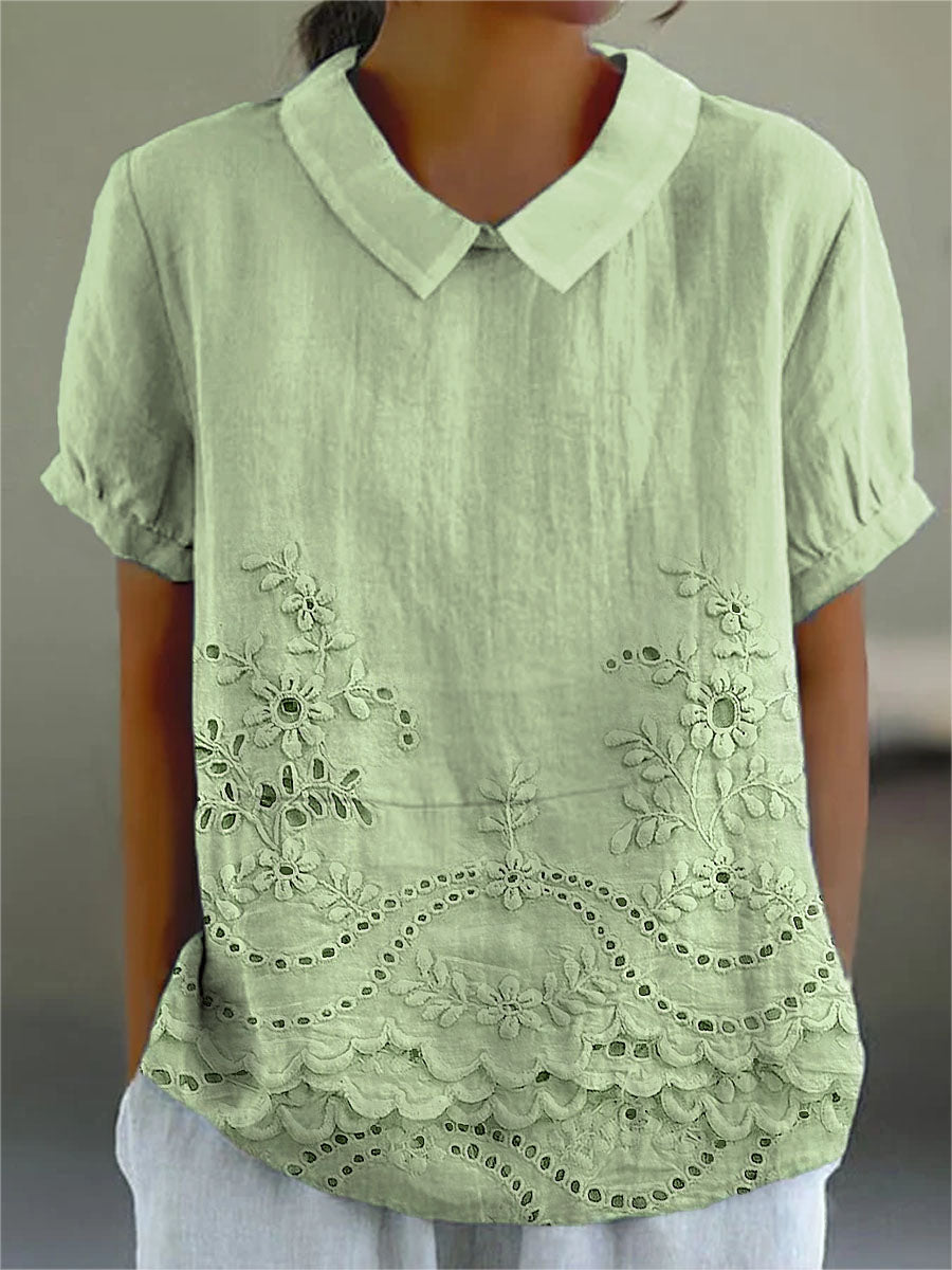 Lily | Blommönstrad Broderad Skjorta