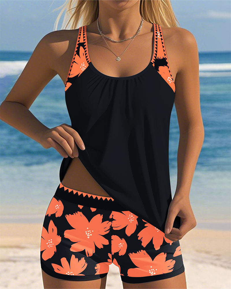 Emma | Blommönstrad U-ringad Tankini