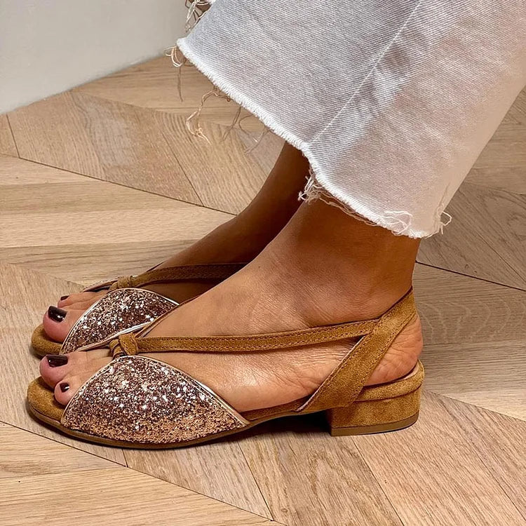 Valeria | Glittriga Platta Sandaler