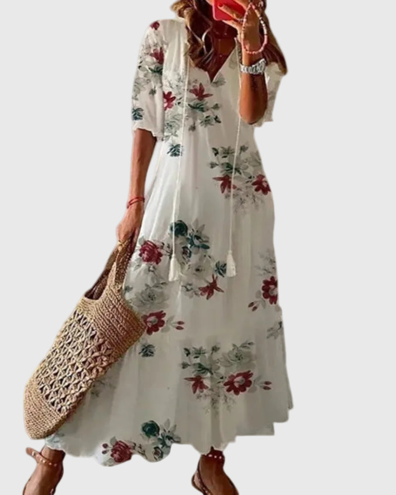 Amalia | Bohemisk Vintage Sommarmaxiklänning