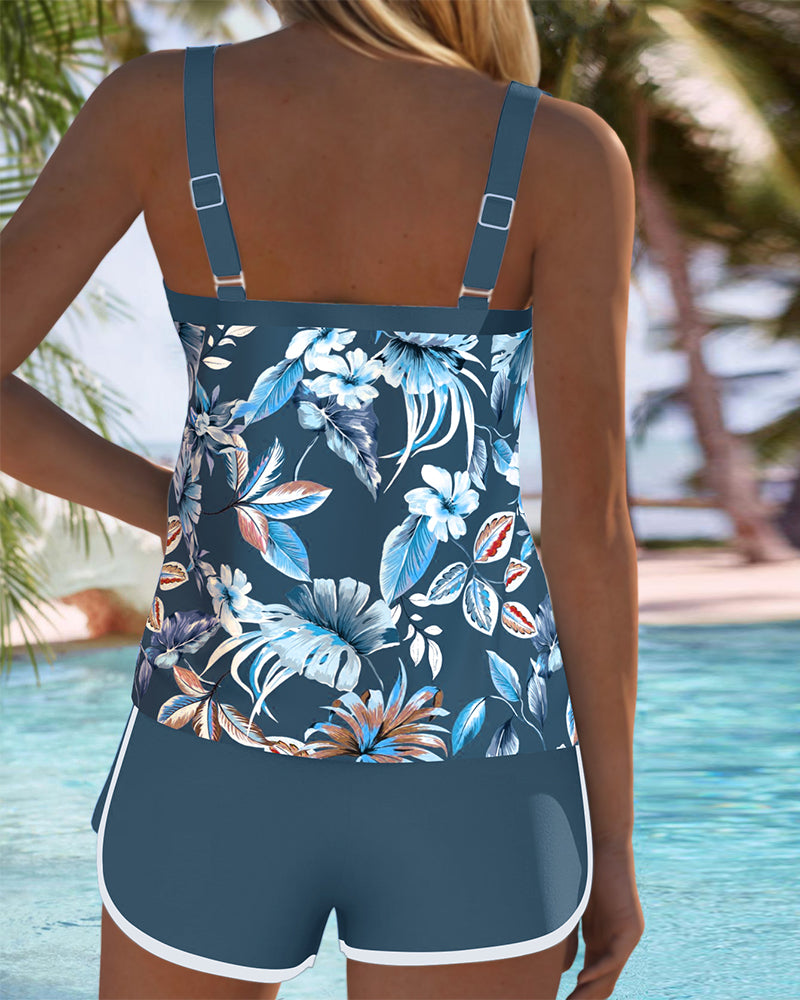 Evie | U-ringad Blommönstrad Tankini