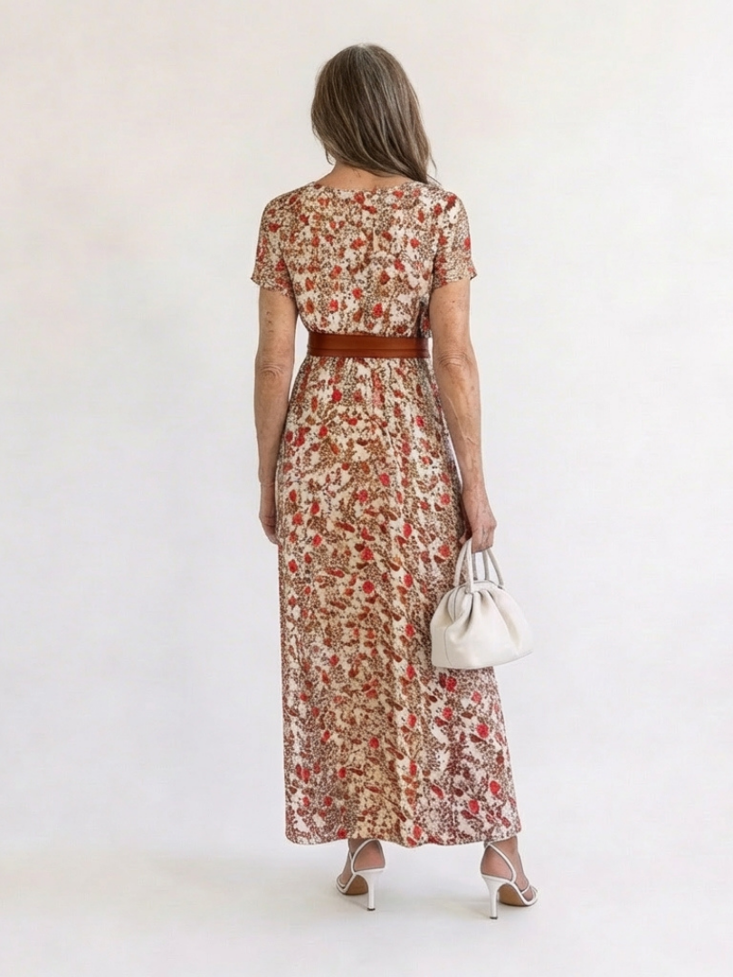 Lyra | Elegant Blommönstrad V-ringad Miniklänning