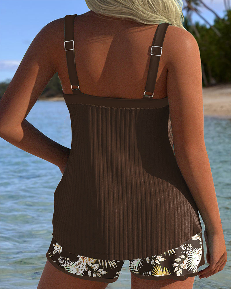 Alice | Blommönstrad Tvådelad Strandtankini