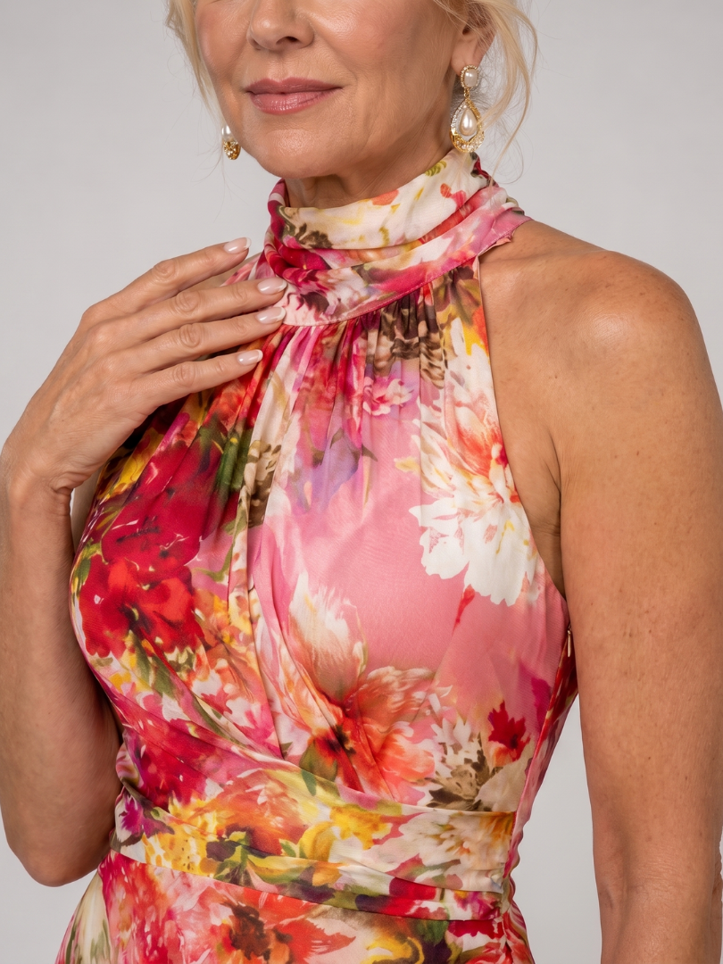 Elisabetta | Halterneck Blommönstrad Maxiklänning