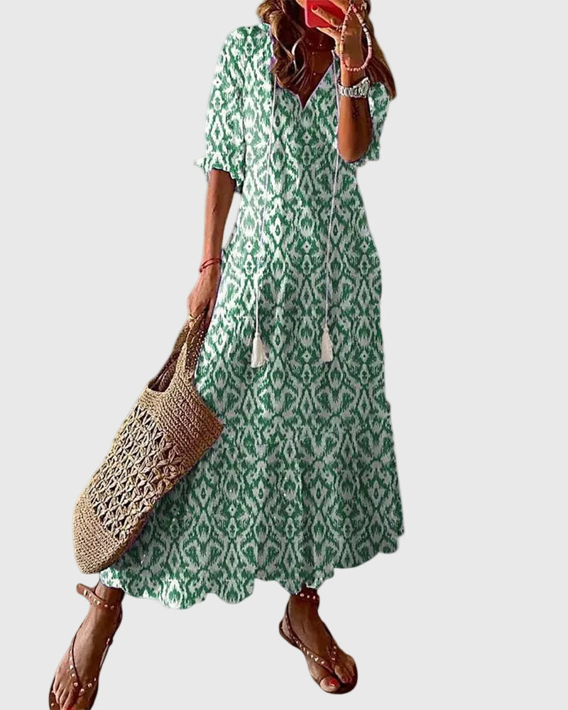 Amalia | Bohemisk Vintage Sommarmaxiklänning