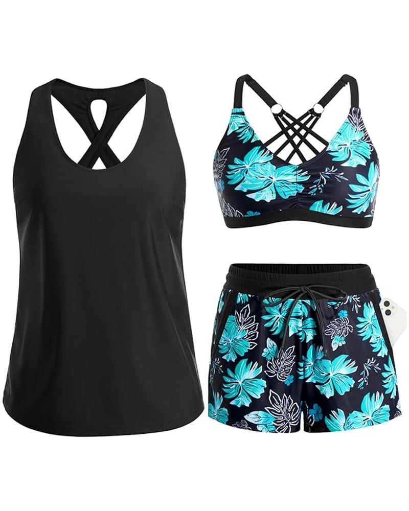 Maren | 3-delad Tankini Bikini & Skynke Set