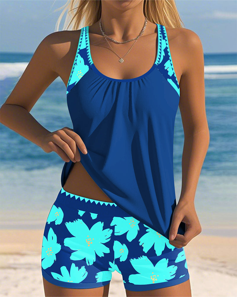 Emma | Blommönstrad U-ringad Tankini
