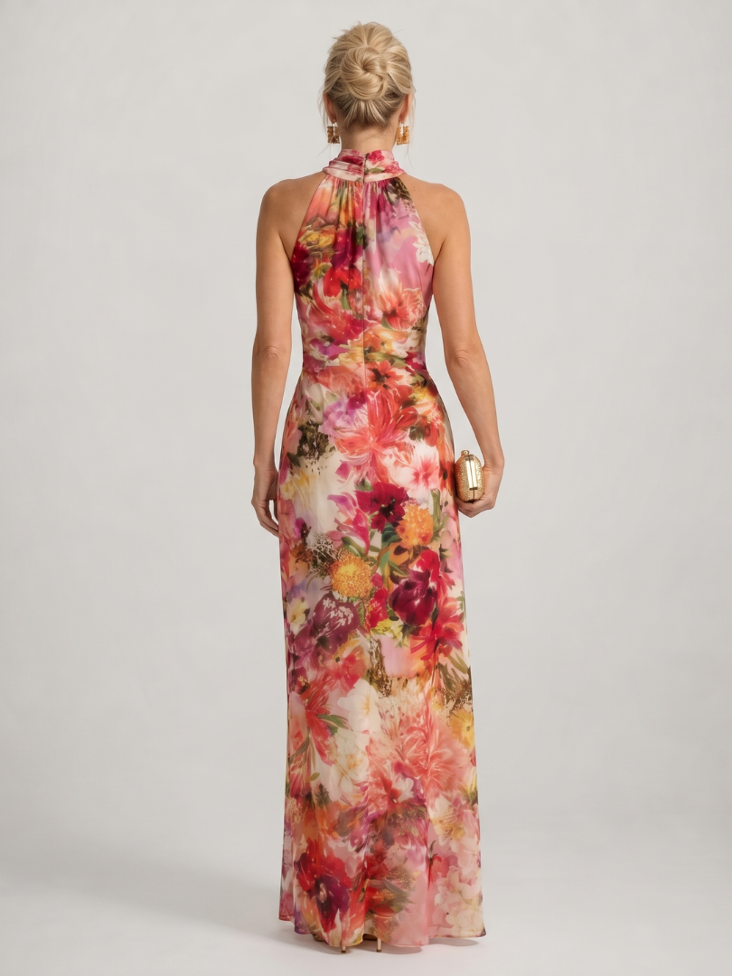 Elisabetta | Halterneck Blommönstrad Maxiklänning