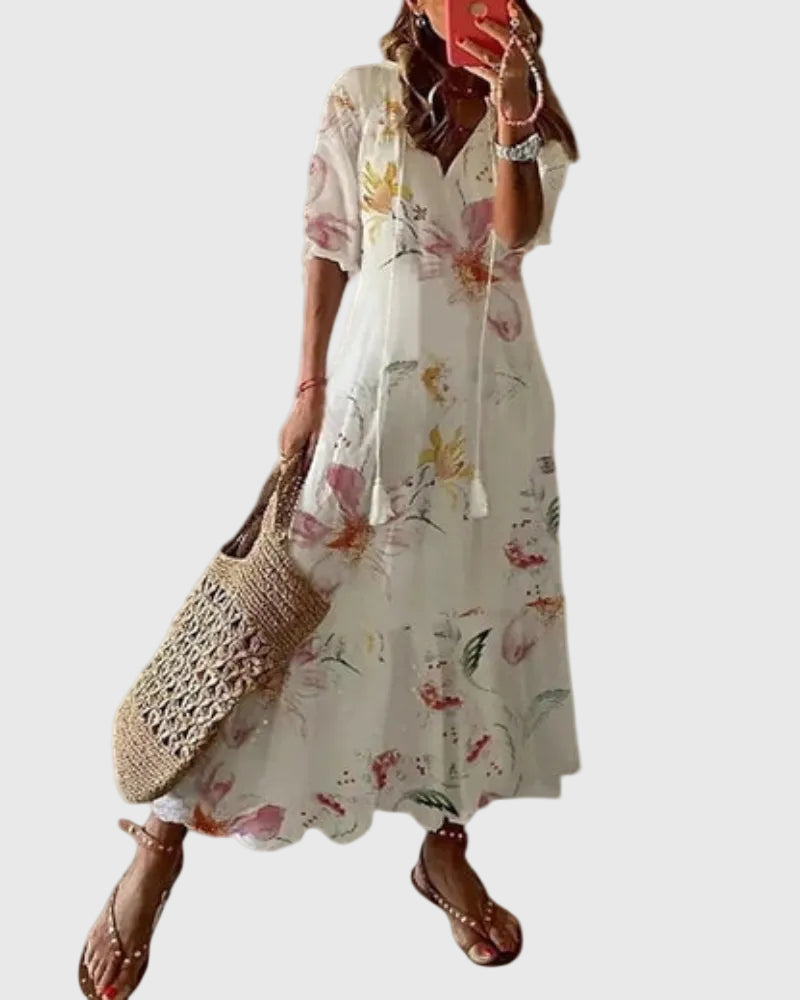 Amalia | Bohemisk Vintage Sommarmaxiklänning