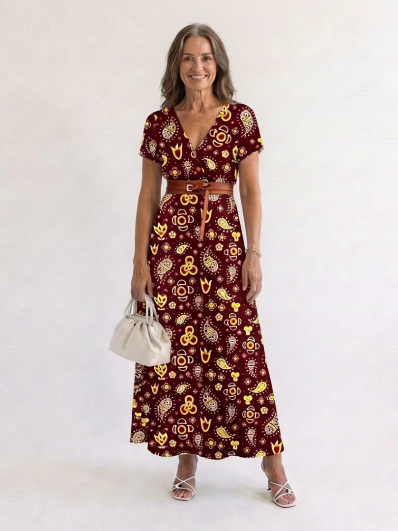 Lyra | Elegant Blommönstrad V-ringad Miniklänning