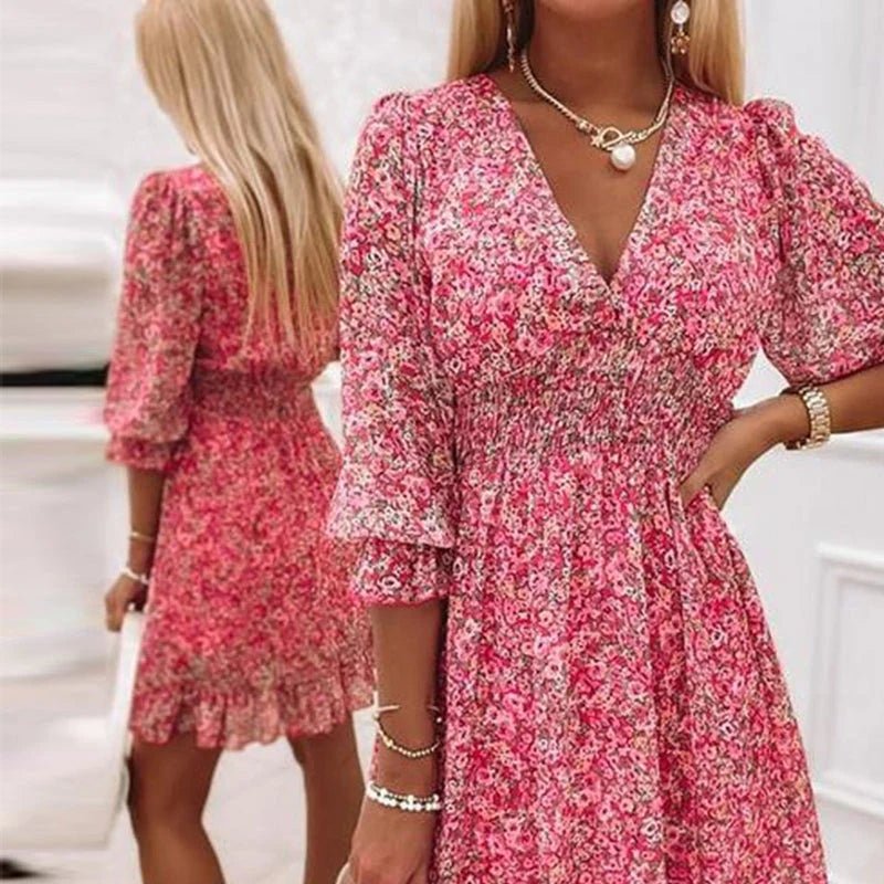 Sunna – Elegant Blommig Klänning