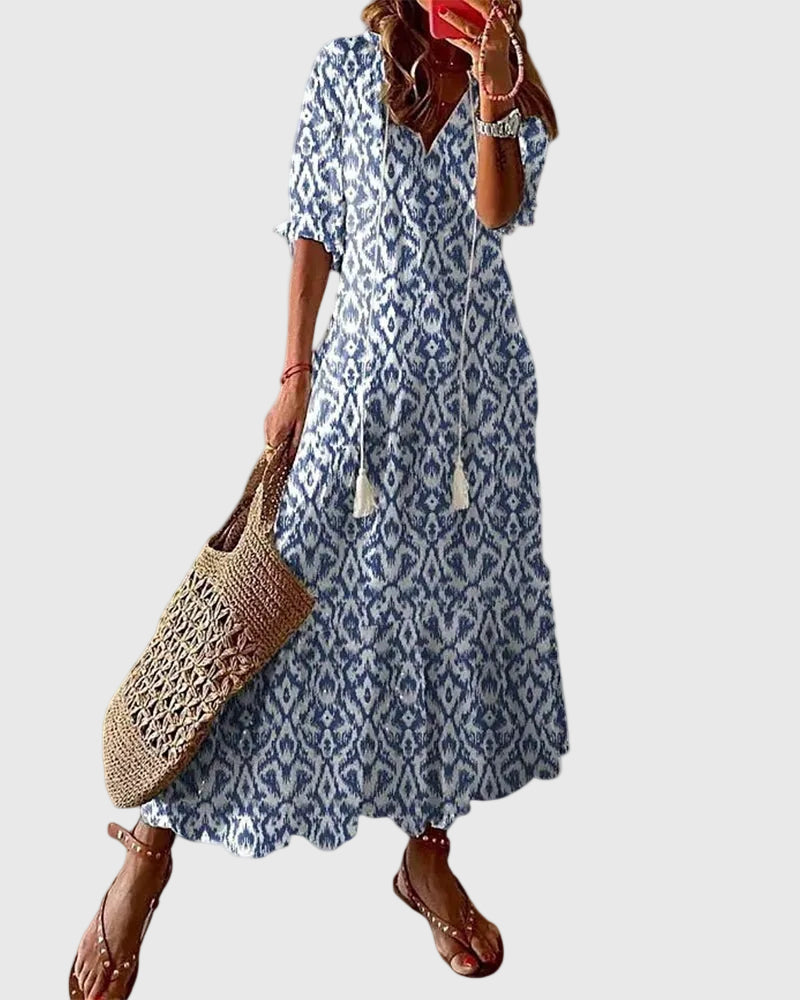 Amalia | Bohemisk Vintage Sommarmaxiklänning
