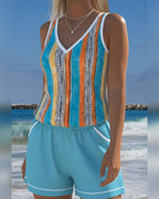 Mia | Randig V-ringad Tankini