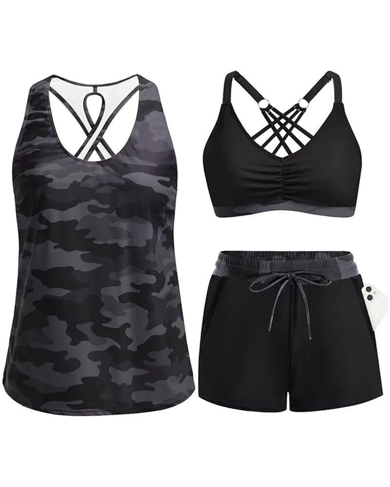 Maren | 3-delad Tankini Bikini & Skynke Set