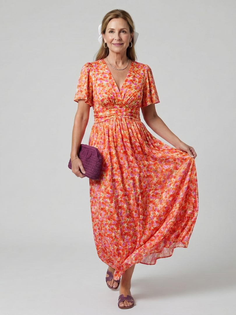 Juna | Kortärmad Litet Blommönstrad Miniklänning
