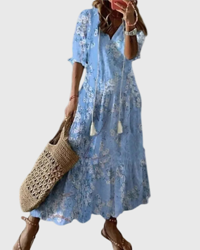 Amalia | Bohemisk Vintage Sommarmaxiklänning