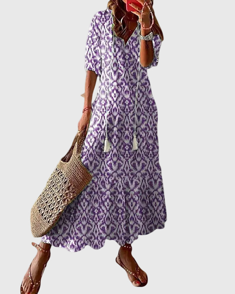 Amalia | Bohemisk Vintage Sommarmaxiklänning