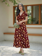 Lyra | Elegant Blommönstrad V-ringad Miniklänning