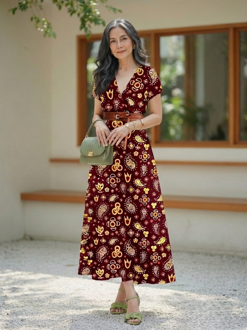 Lyra | Elegant Blommönstrad V-ringad Miniklänning