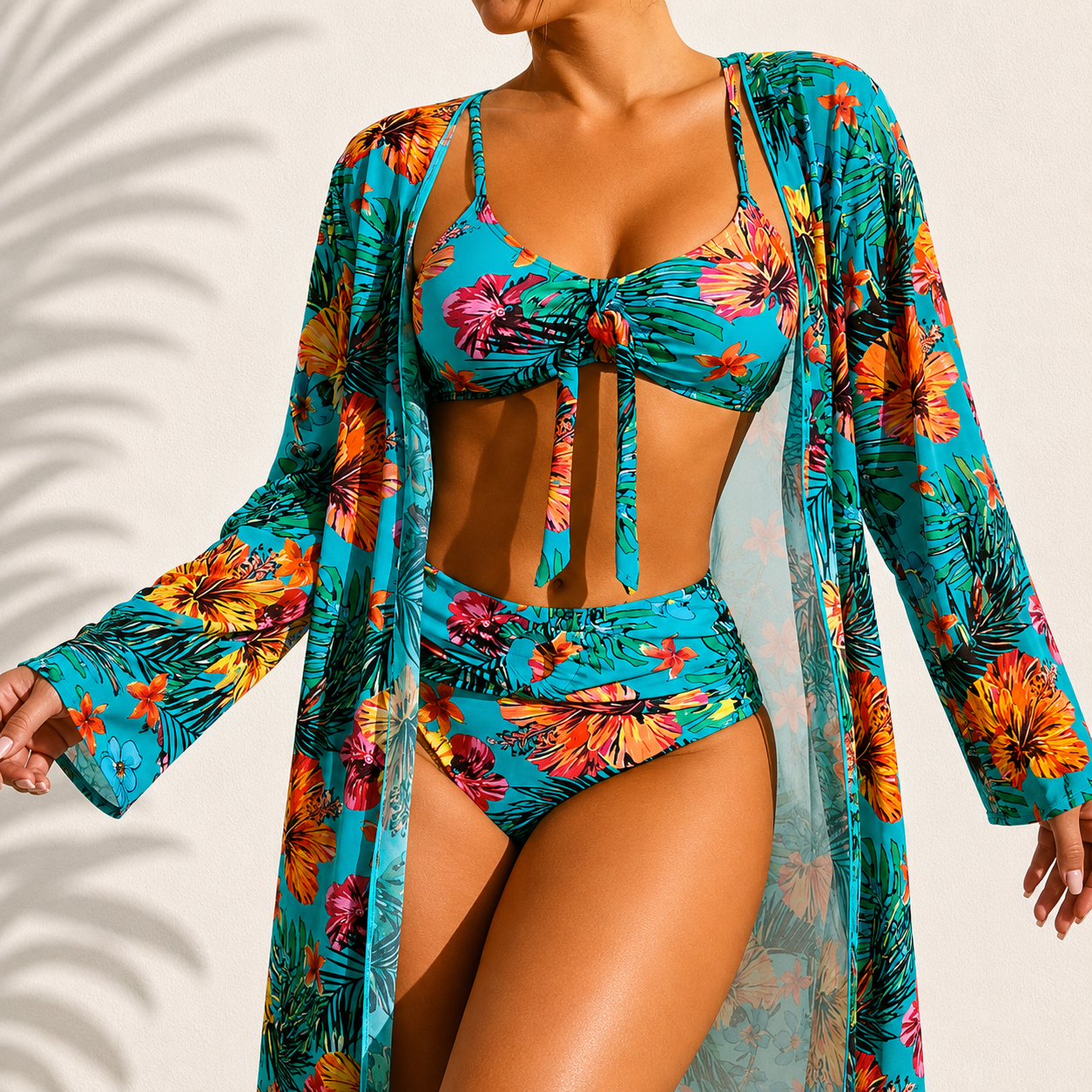 Marie | Elegant Tropisk 3-delad Bikini