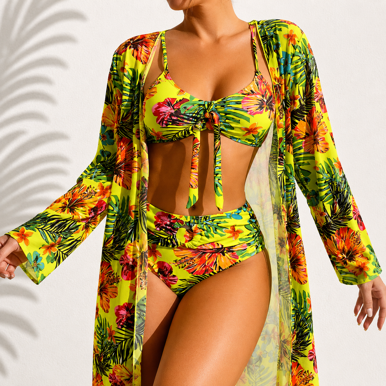 Marie | Elegant Tropisk 3-delad Bikini
