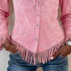 Kinsley | Fransad Mockablus med Knappar