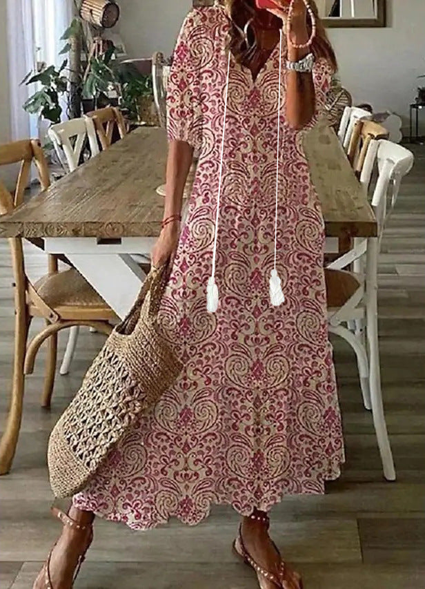 Amalia | Bohemisk Vintage Sommarmaxiklänning