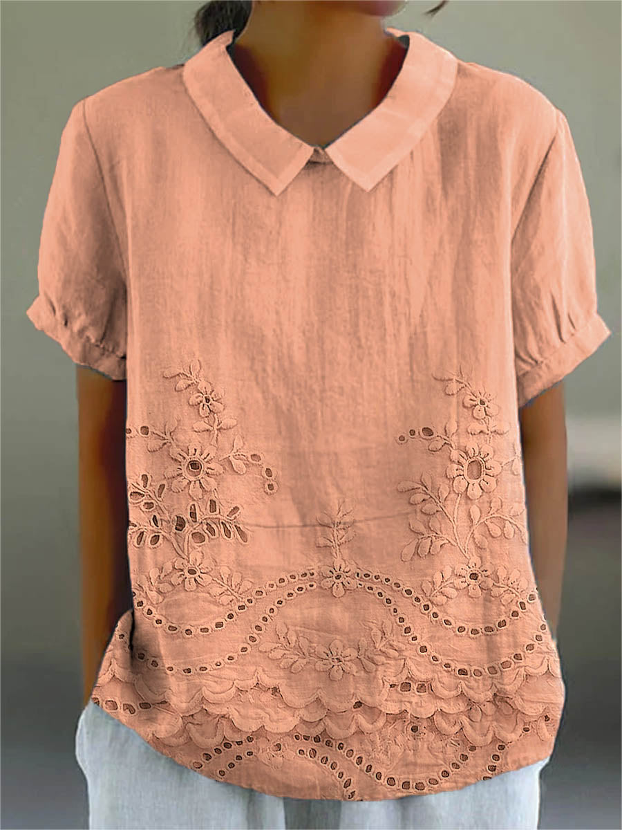 Lily | Blommönstrad Broderad Skjorta