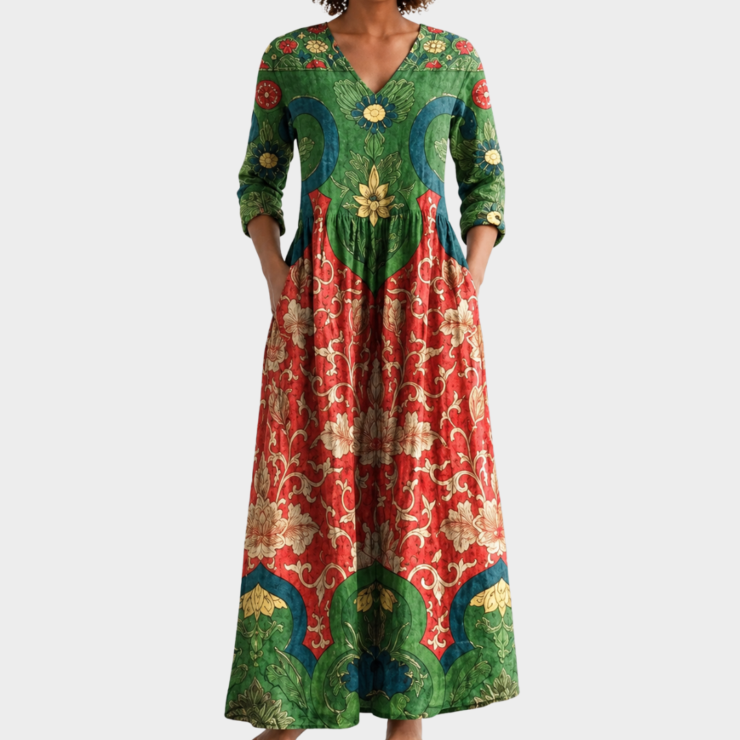 Judith – Vintage Blommig Maxiklänning