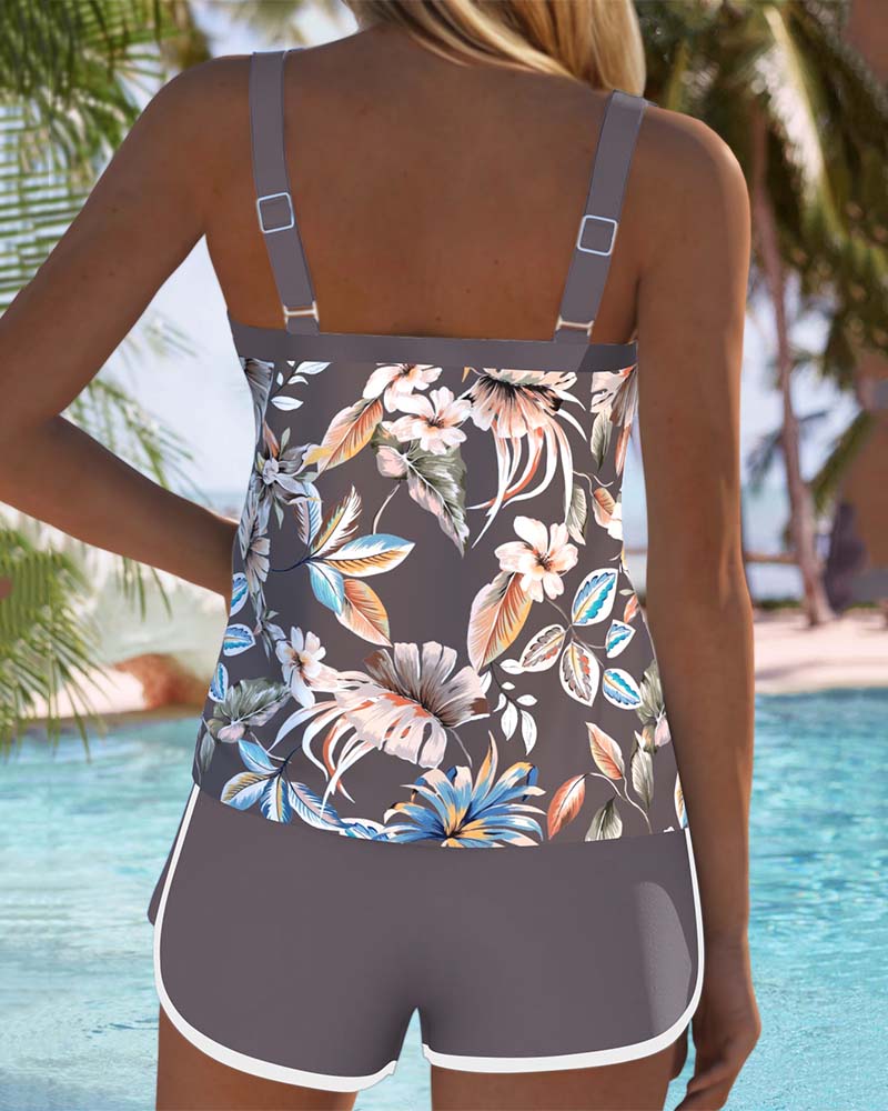 Evie | U-ringad Blommönstrad Tankini