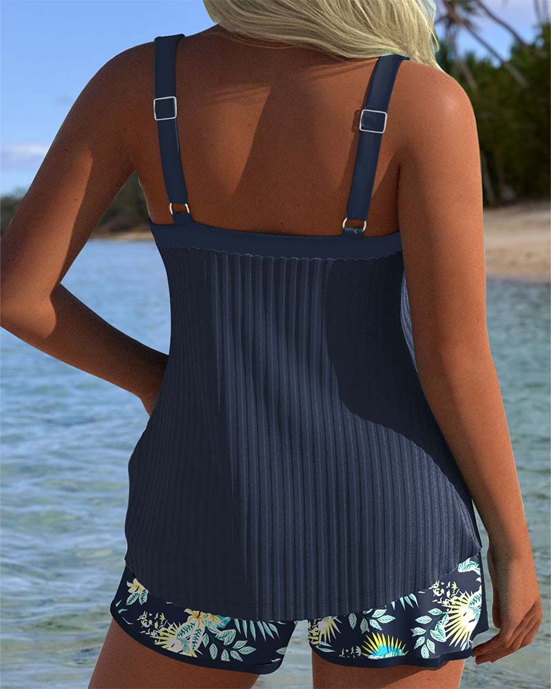 Alice | Blommönstrad Tvådelad Strandtankini