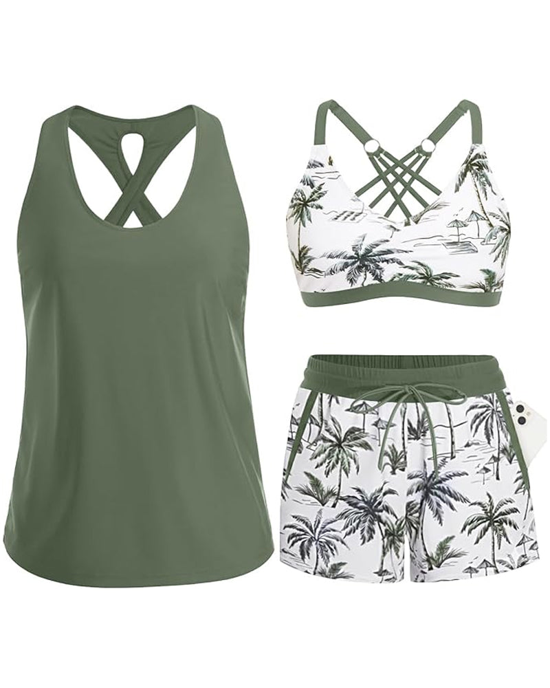 Maren | 3-delad Tankini Bikini & Skynke Set