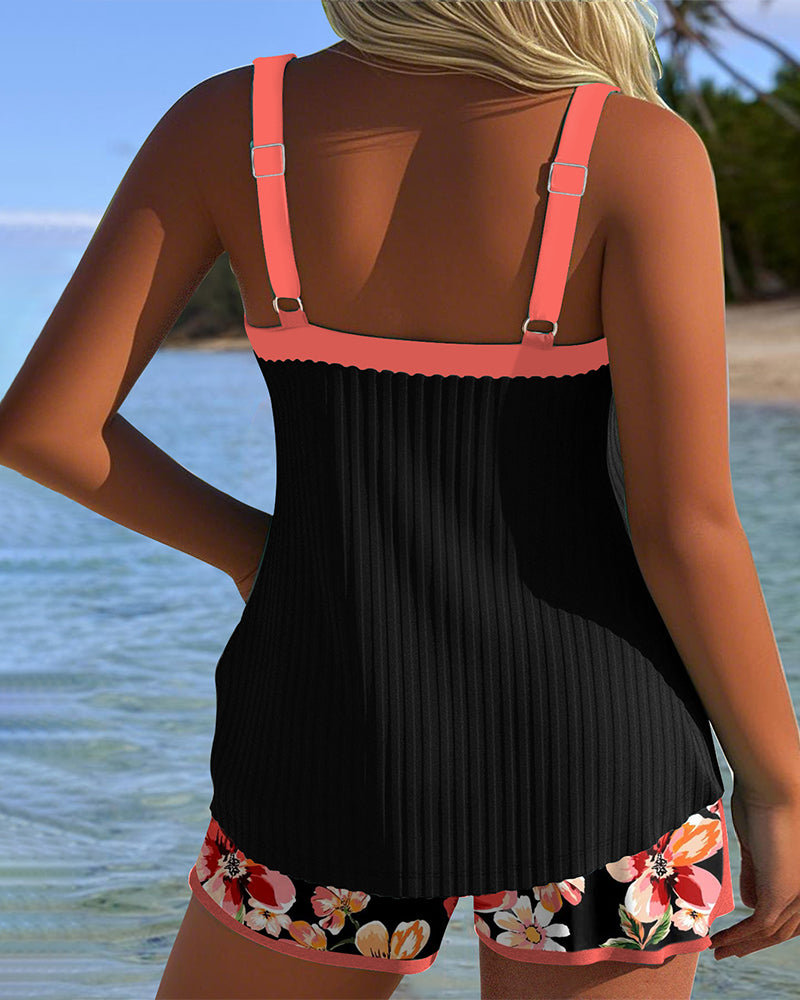 Chloe | V-ringad Mönstrad Tankini