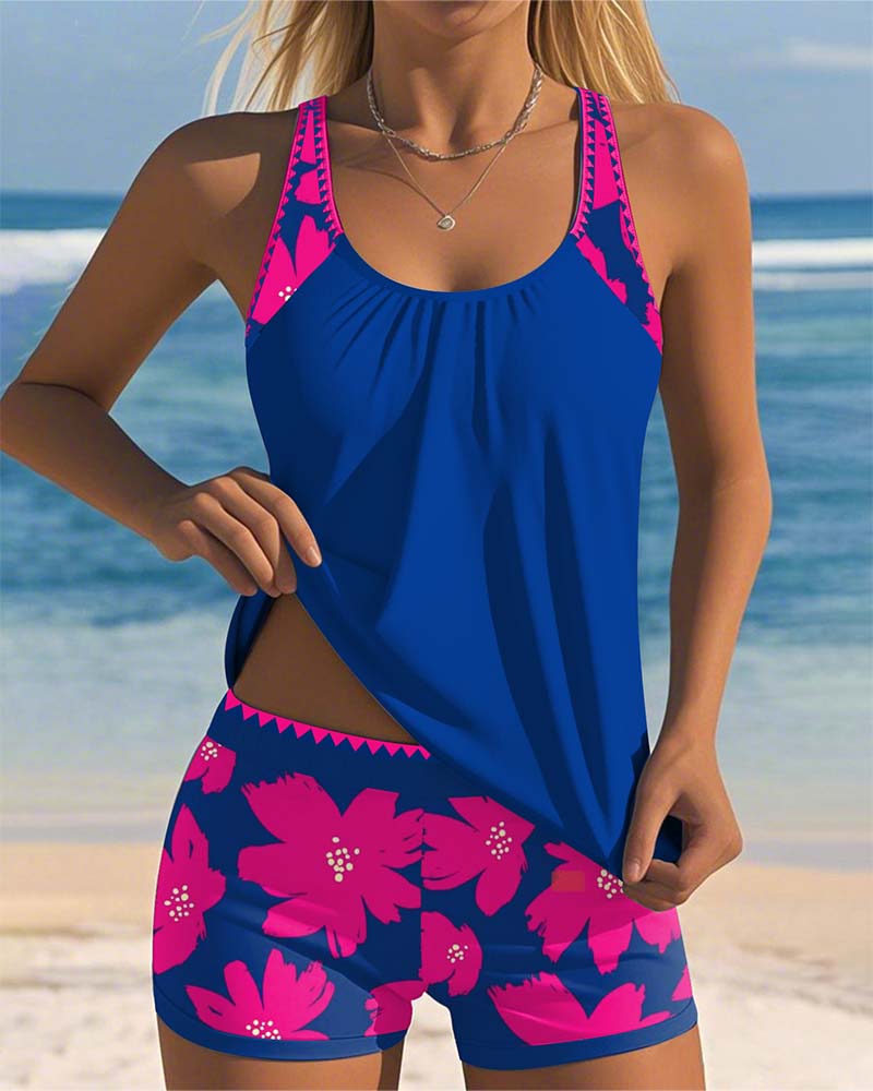 Emma | Blommönstrad U-ringad Tankini