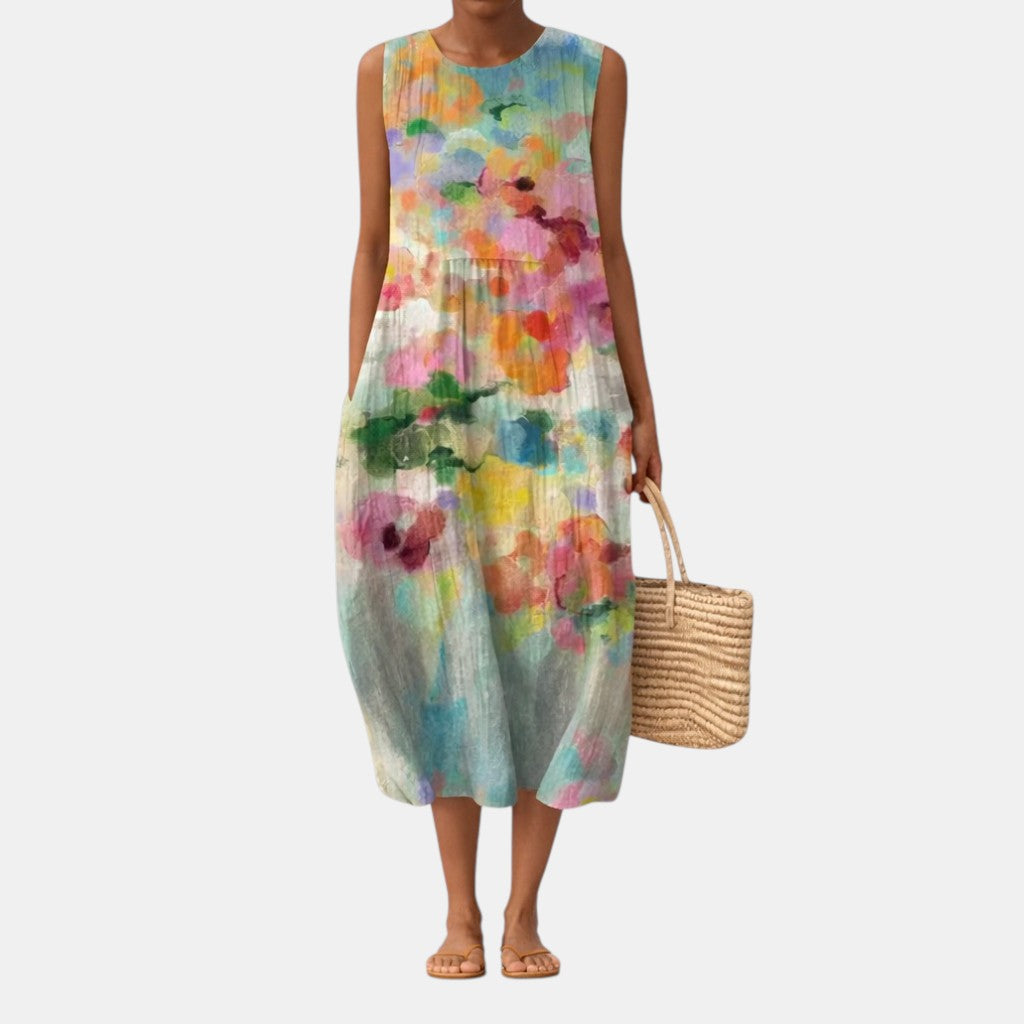 Karla™ | Elegant Flerfärgad Midiklänning
